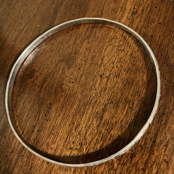 Jewelry - STERLING SILVER BANGLE BRACELET EMBOSSED FEATHER DESIGN